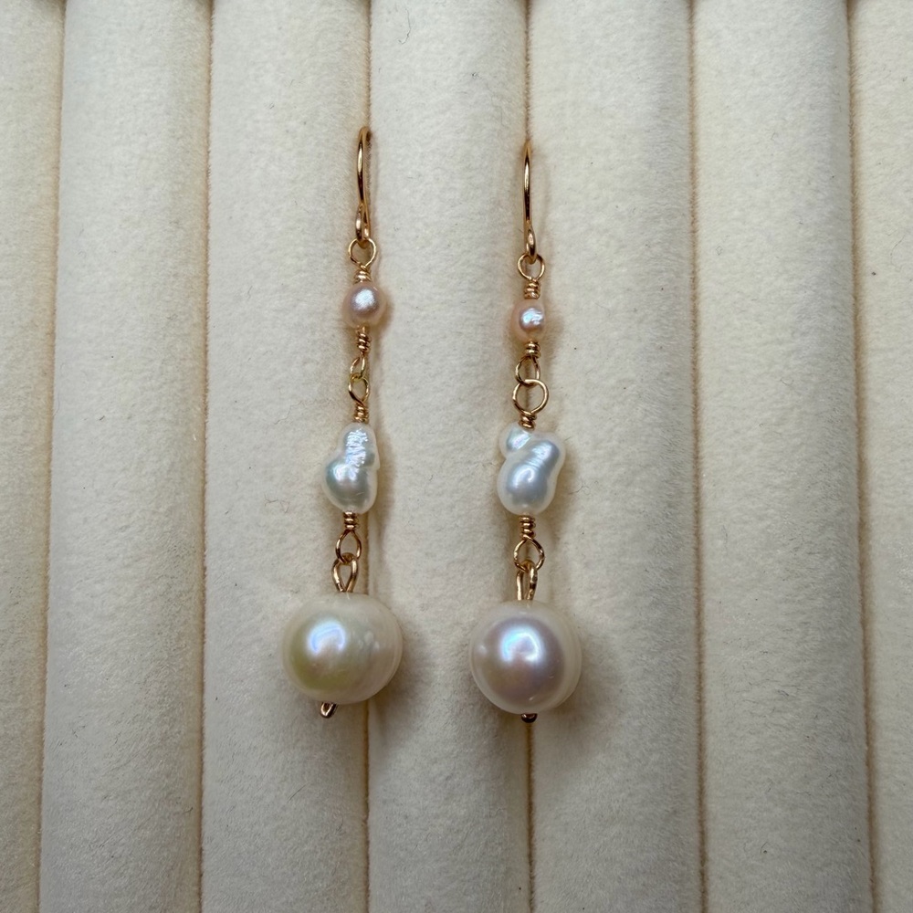 Three Tier Pearl Drop Earrings